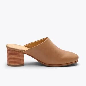 Nisolo All-Day Heeled Mule Almond Leather Block Heel Size 7
